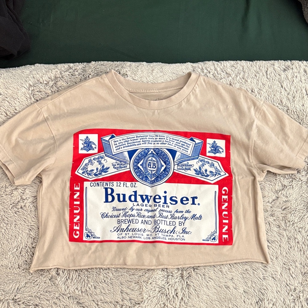 Budweiser Tan Tee with Red and Blue Logo